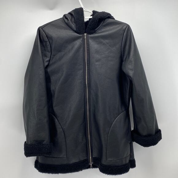 bryn Walker Jackets & Blazers - Bryn Walker faux leather fleece lined full zip hooded coat minimalist size S